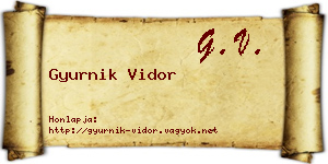 Gyurnik Vidor névjegykártya